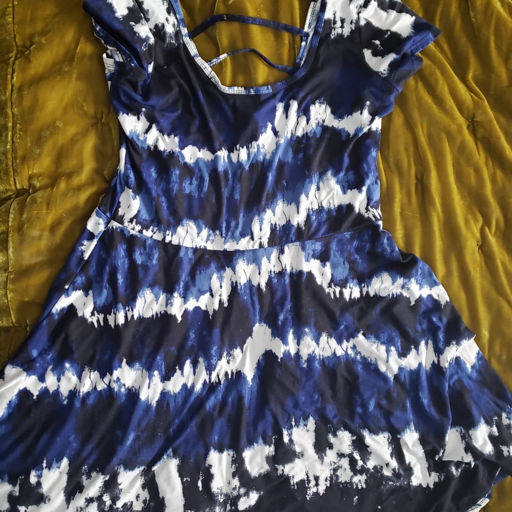 Cute, Colorful 1x Dress - Blue Tie Dye